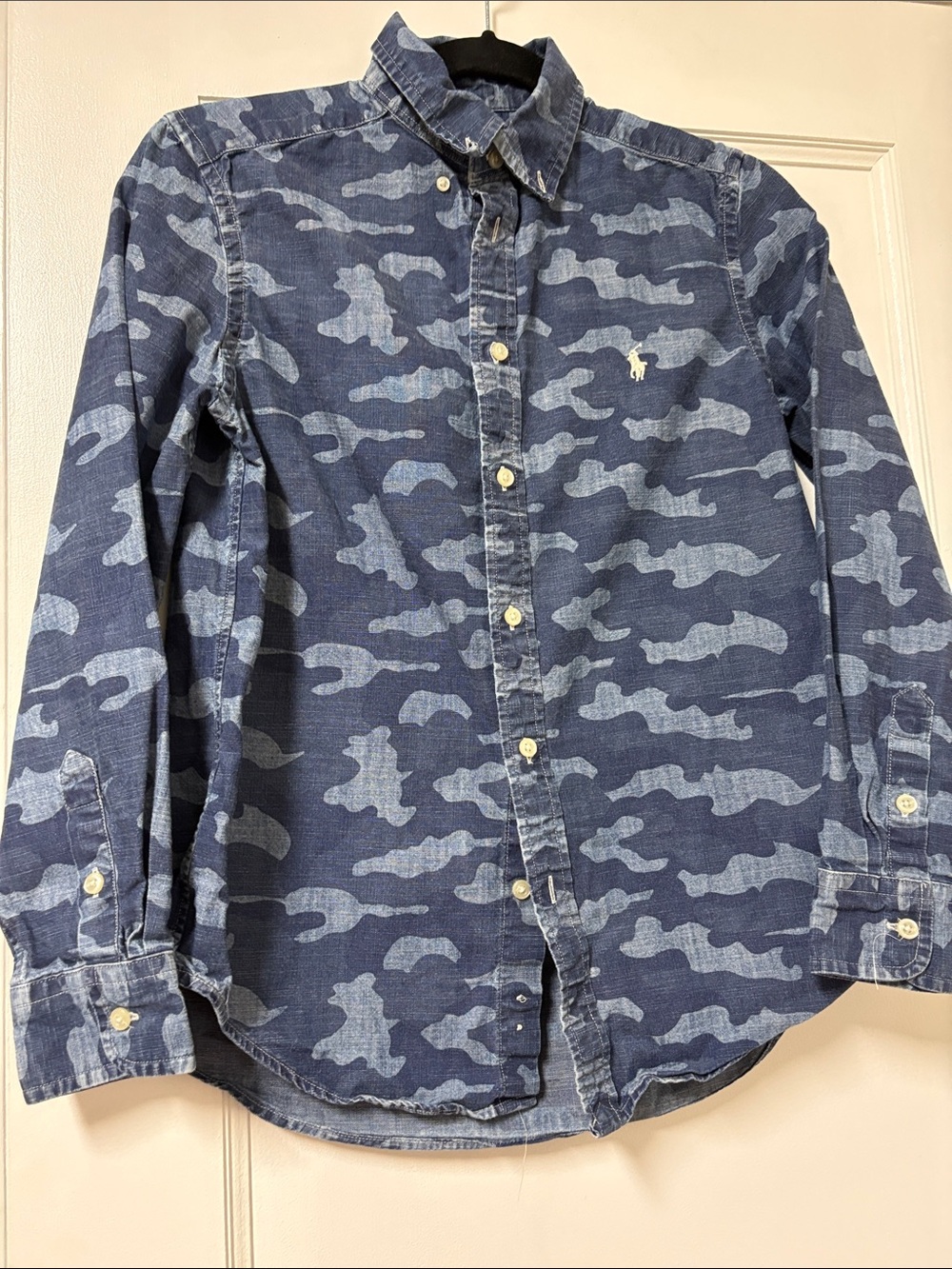 Ralph Lauren Boys' Navy and Light Blue Camo Button-Down Shirt